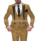 Fashion Men's 3piece Suit Sets Casual Trendy Business Solid Color Turn-down Collar Sngle Button Blazers Trousers Male Clothes