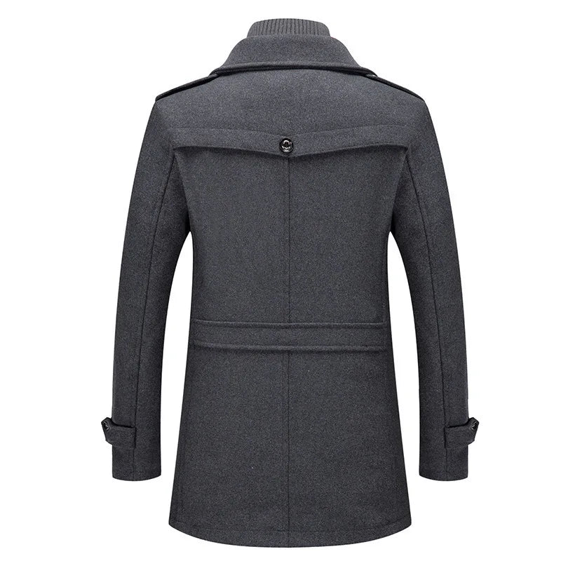 Cold Resistant Double Collar Wool Coat - Men's Fashion Business Winter Overcoat
