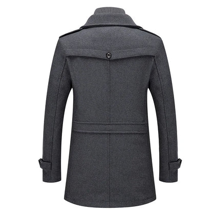 Cold Resistant Double Collar Wool Coat - Men's Fashion Business Winter Overcoat