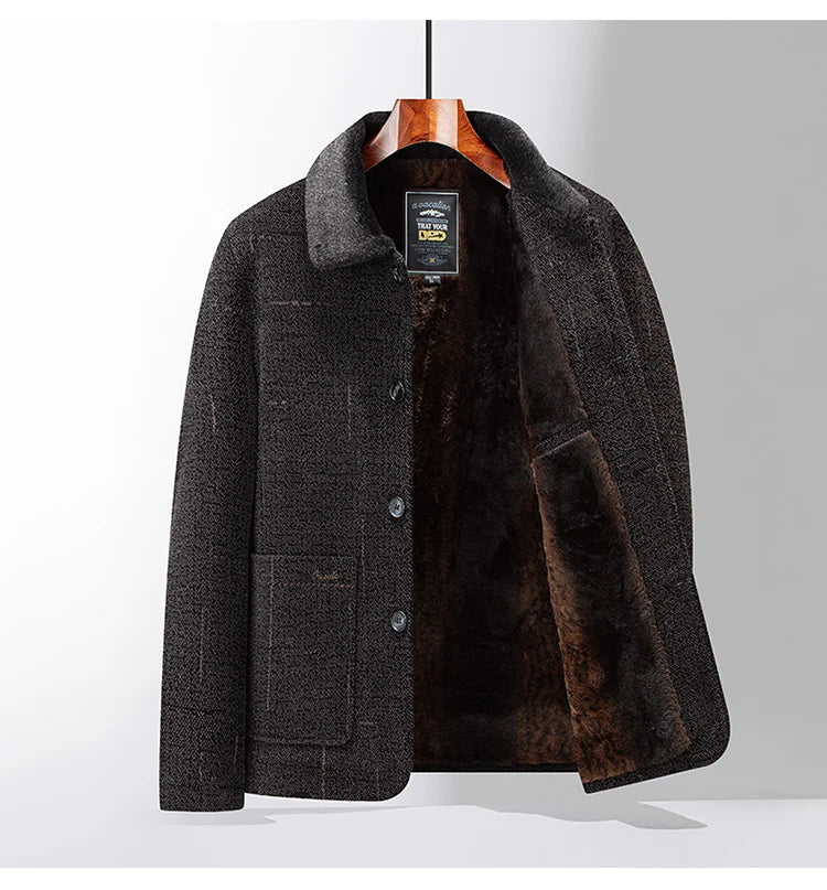 2024 Men Woolen Coats Men's business Casual Trench Coat Winter Coat with wool inner Man Autumn and Winter Wool Coat for Men