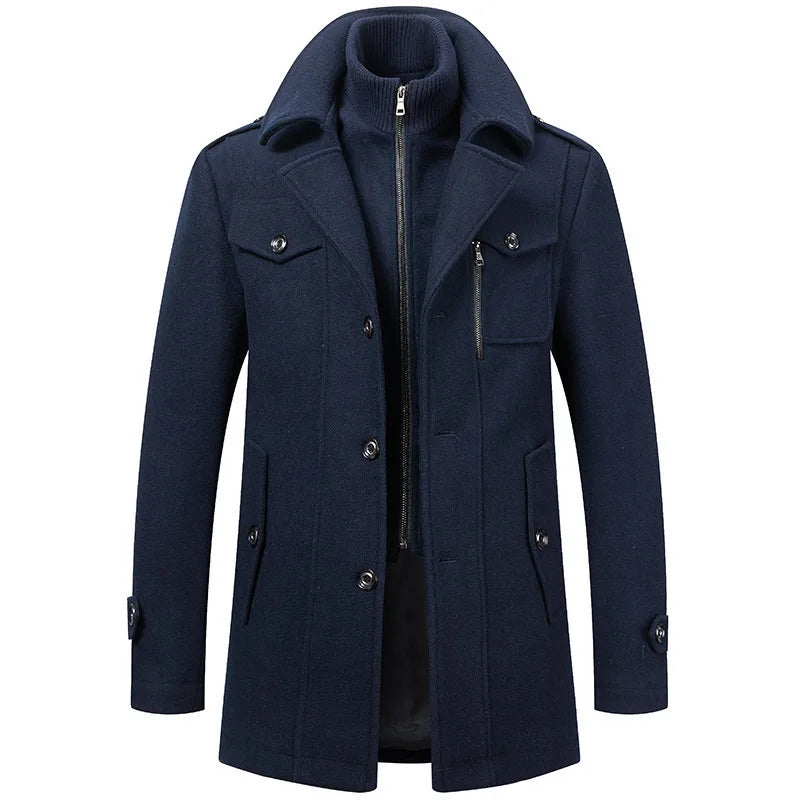 Cold Resistant Double Collar Wool Coat - Men's Fashion Business Winter Overcoat