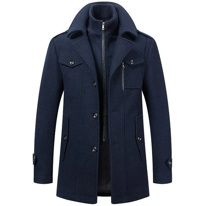 Cold Resistant Double Collar Wool Coat - Men's Fashion Business Winter Overcoat