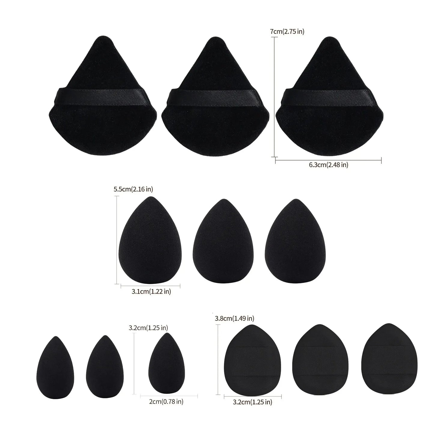 12pcs Makeup Puff Kit Blending Sponge Triangle Powder Puff Finger Air Puff For Flawless Make Up Beauty Tool Facial Tool