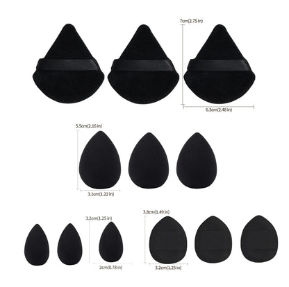 12pcs Makeup Puff Kit Blending Sponge Triangle Powder Puff Finger Air Puff For Flawless Make Up Beauty Tool Facial Tool