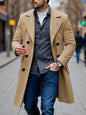 New Style Men's  Overcoat Double-Breasted Woolen Jacket: Thickened Lined Coats For Winter Chill Protection - Solid Color