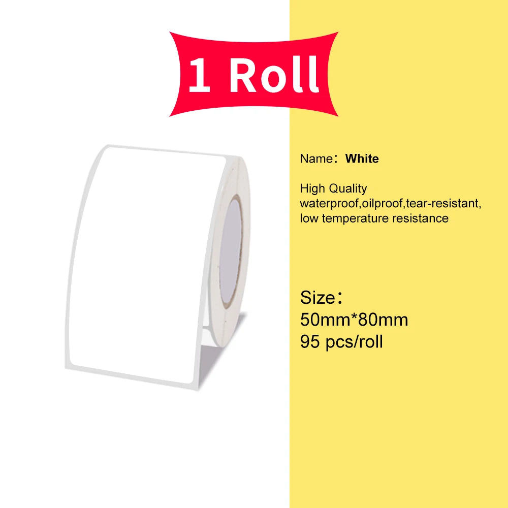 Marklife P50/S2/D100/D200 White Sticker Papers Waterproof Paper Adhesive Label Anti-Oil For Mini Portable Thermal Printer