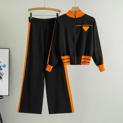 2025 Sportsuits for Women Two Piece Knitted Suits Sweatshirts Long Pants Fashion Sets Spring Casual Zipper Suits