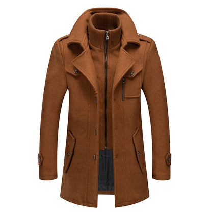 Cold Resistant Double Collar Wool Coat - Men's Fashion Business Winter Overcoat