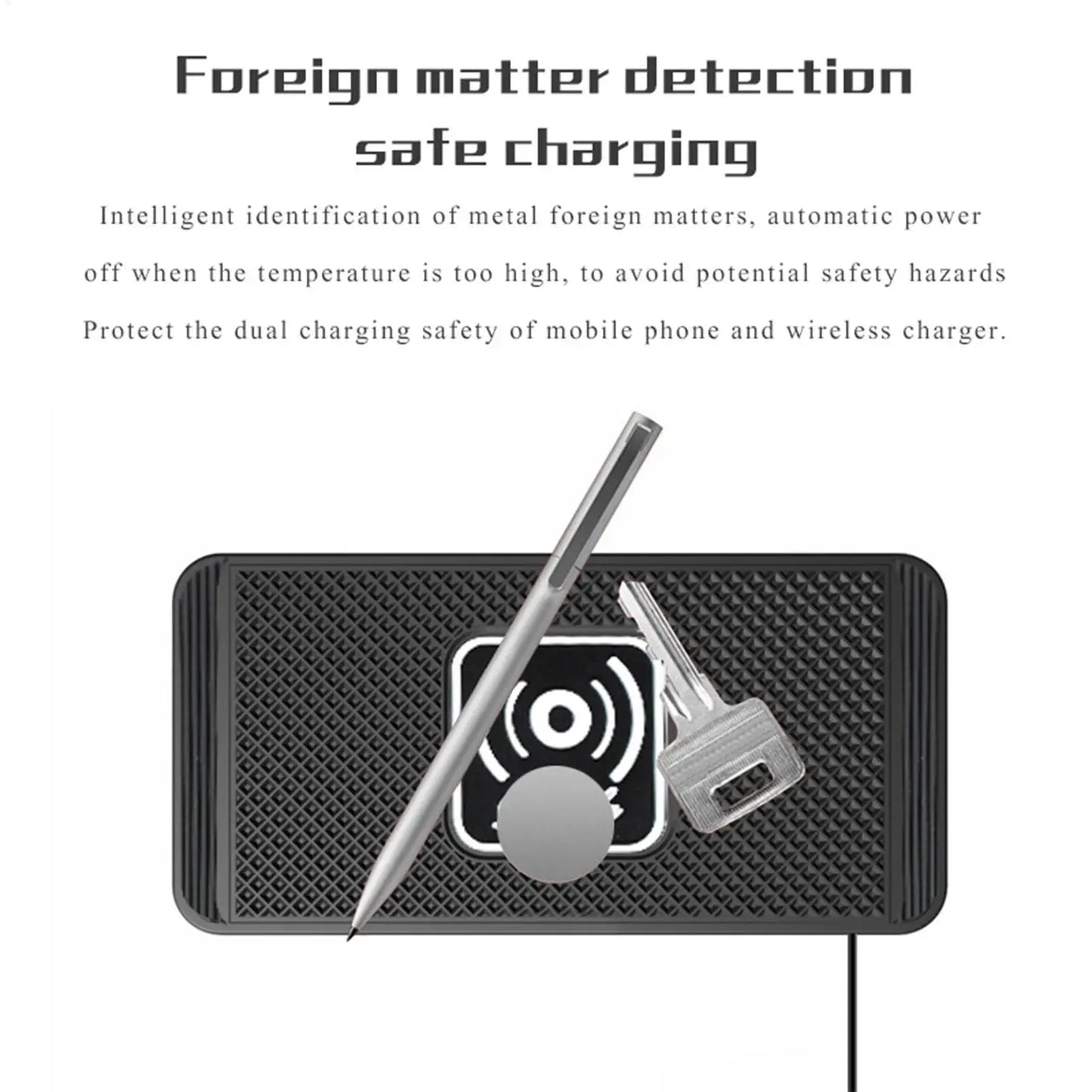Wireless Car Charger Pad Wireless Phone Charger for Car 39 Inch Cable Automatic Sensing Non-Slip Charging Mat for Phone Vehicle