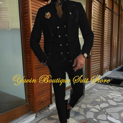 Men's Suit 3-piece Formal Blazer Pants Vest Wedding Groom Tuxedo Customized Elegant Men's Suits