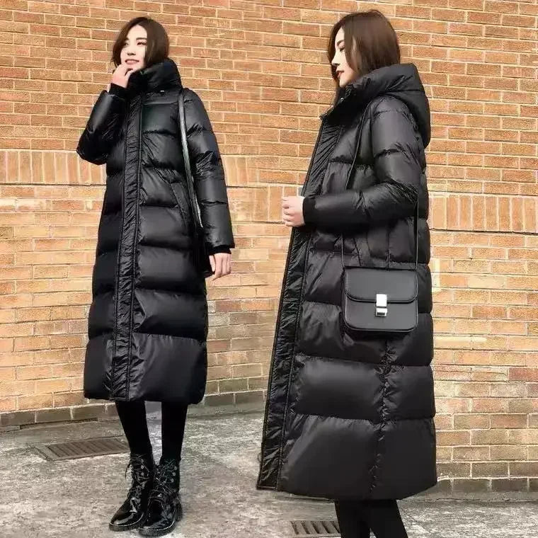 Thick Cotton Coats 2025 Winter Parka Black Jackets Women's Long Parkas Hooded Warm Winter Coats Female Black Overcoats