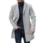 New Men's Coat Woolen Overcoat  Windbreaker Solid Color Trench Autumn and Winter Outerwear Cardigan Jaqueta Masculina