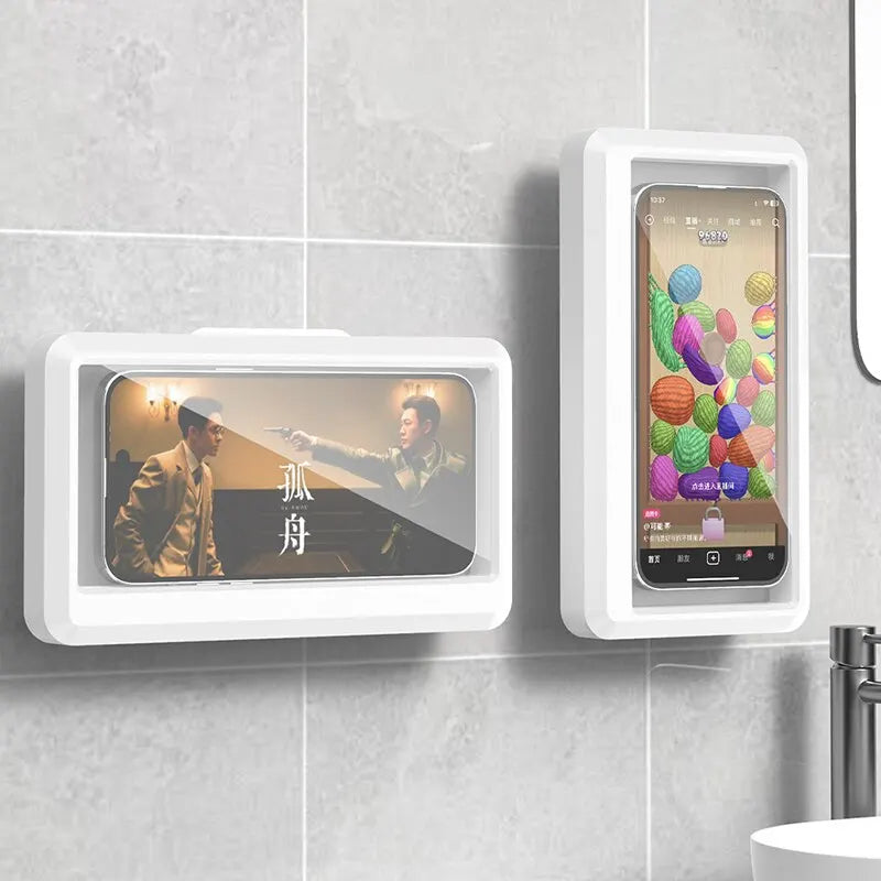 Waterproof Shower Phone Holder Splash-Proof 360° Rotate Can Be Touched Shower Phone Case Mount for Bathroom Batheub Kitchen Wall