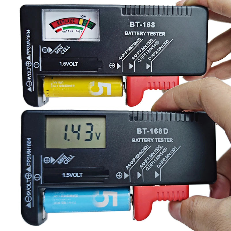 1Pcs LCD Display BT-168 BT-168D Digital Battery Tester AA/AAA/C/D/9V/1.5V Button Cell Battery Capacity Check Detector