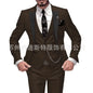 Fashion Men's 3piece Suit Sets Casual Trendy Business Solid Color Turn-down Collar Sngle Button Blazers Trousers Male Clothes