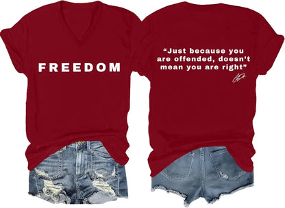 Freedom Shirt Freedom Double-Sided Letter Print Short Sleeve T-Shirt for Men Women, Unisex Tee Tops