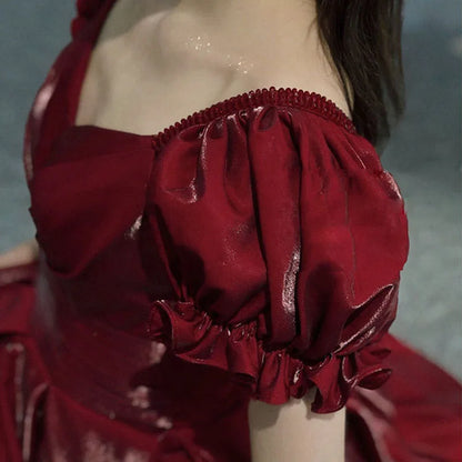 Evening Dress Red Bridal Toast Wear New V-neck Sexy Short Sleeve Long Skirt Backless Dinner Dresses Formal Dress Women Elegant