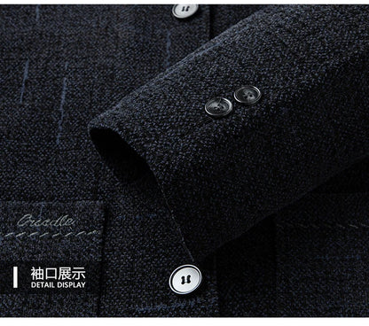 2024 Men Woolen Coats Men's business Casual Trench Coat Winter Coat with wool inner Man Autumn and Winter Wool Coat for Men