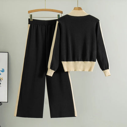 2025 Sportsuits for Women Two Piece Knitted Suits Sweatshirts Long Pants Fashion Sets Spring Casual Zipper Suits