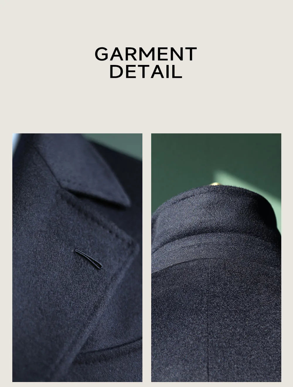 Men's Overcoat Warm Thick 100% Wool Double Breasted Navy Blue Slim Fit Luxury Business Long Coat Custom