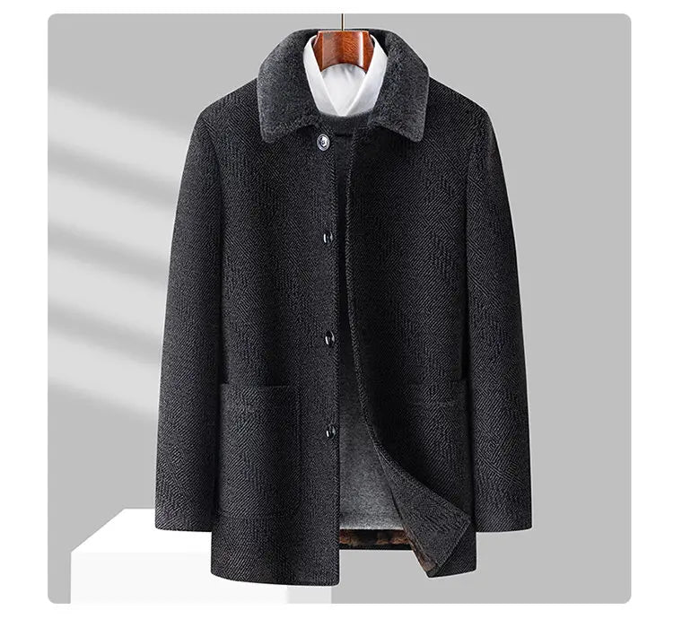 Men Woolen Coats Men's business Casual Trench Coat Winter Coat with wool liner Men 2026 Autumn Winter Wool Coat