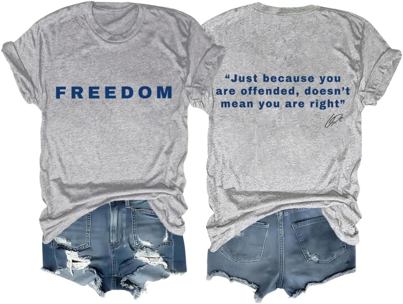 Freedom Shirt Freedom Double-Sided Letter Print Short Sleeve T-Shirt for Men Women, Unisex Tee Tops