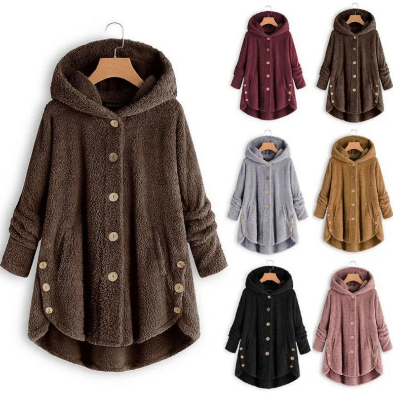 Women's Warm Coats Wool&blends  Autumn Winter Coat Women Warm Teddy Bear Coat Wool Jacket Female Plush Coat Hooded Plus Size 5XL