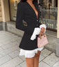 Dresses for Women 2023 Elegant Ruffle Hem Long Sleeve V-Neck Blazer Dress Button Blazer Work Formal Dresses Commuting