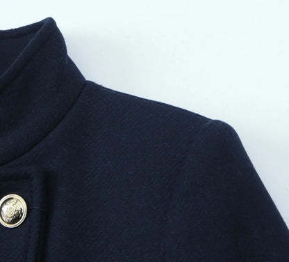 Woolen Coat Fall Fashion Black Long Coat Elegant And Pretty Women's Coats American Retro Autumn Outerwear Urban Coats