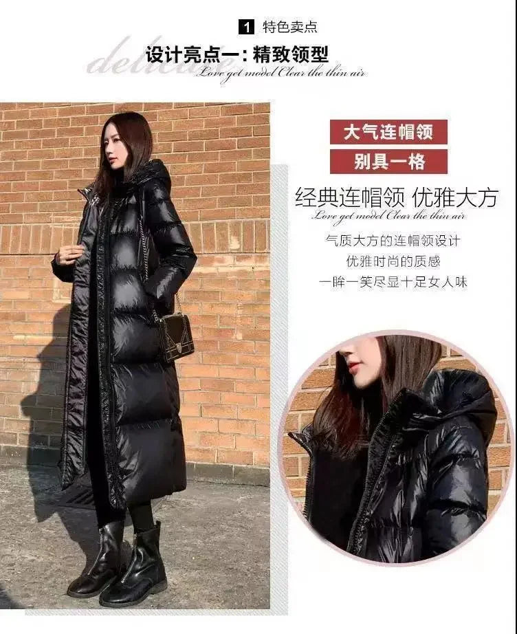 Thick Cotton Coats 2025 Winter Parka Black Jackets Women's Long Parkas Hooded Warm Winter Coats Female Black Overcoats