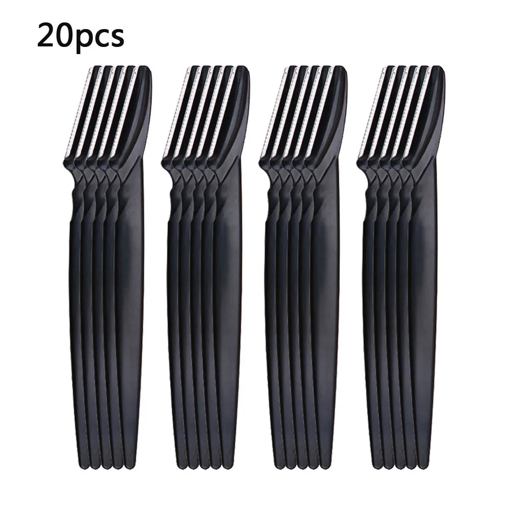 Eyebrow Trimmer Set for Women Stainless Steel Facial Hair Remover Shaper Portable Beauty Tool Kit with Safety Caps Eyebrow Knife
