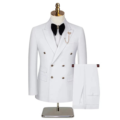 Men's Suit (Blazer+Vest+Trousers) Fashionable Gentleman Business Double-breasted British-style Banquet Host Casual Wedding Suit