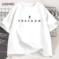 Freedom T-Shirt Charlie Kirk Christian T Shirt Jesus Minimalist Christian Tees Cotton Comfortable Unisex Tee Shirt Streetwear