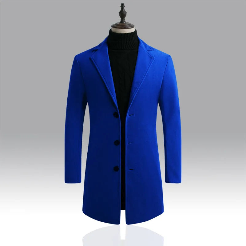 Autumn and Winter Men's Woolen Coat  Over Coat Long Winter Mens Wool Coats and Jackets