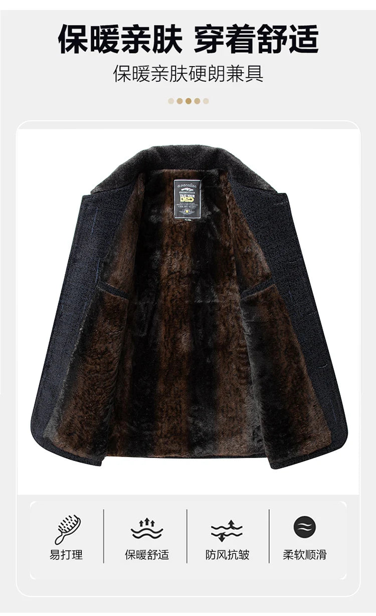 2024 Men Woolen Coats Men's business Casual Trench Coat Winter Coat with wool inner Man Autumn and Winter Wool Coat for Men