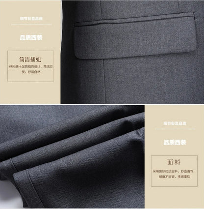Suit  (Blazer+ Trousers) Men's Casual Formal Business Gentleman Solid Color Hosting Four Seasons Slimming Wedding Fashion Suit