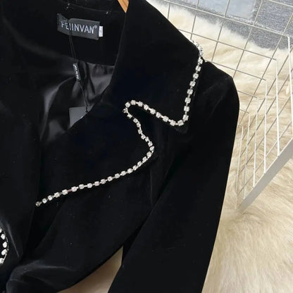 Autumn Winter Thicken Black Velvet Trenches Coats Women Long Windbreakers Overcoats