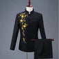 2025 New Men's Chinese Style Applique Suits Slim Fit Flower Set Male Wedding Prom Party Dress Blazers Jacket and Pants