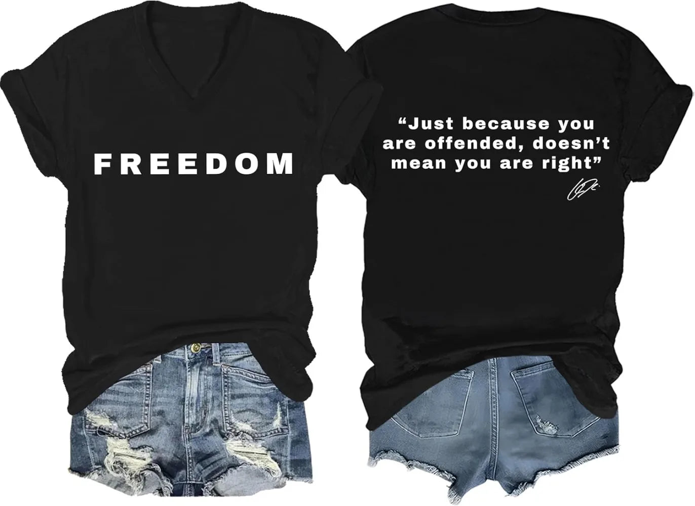 Freedom Shirt Freedom Double-Sided Letter Print Short Sleeve T-Shirt for Men Women, Unisex Tee Tops