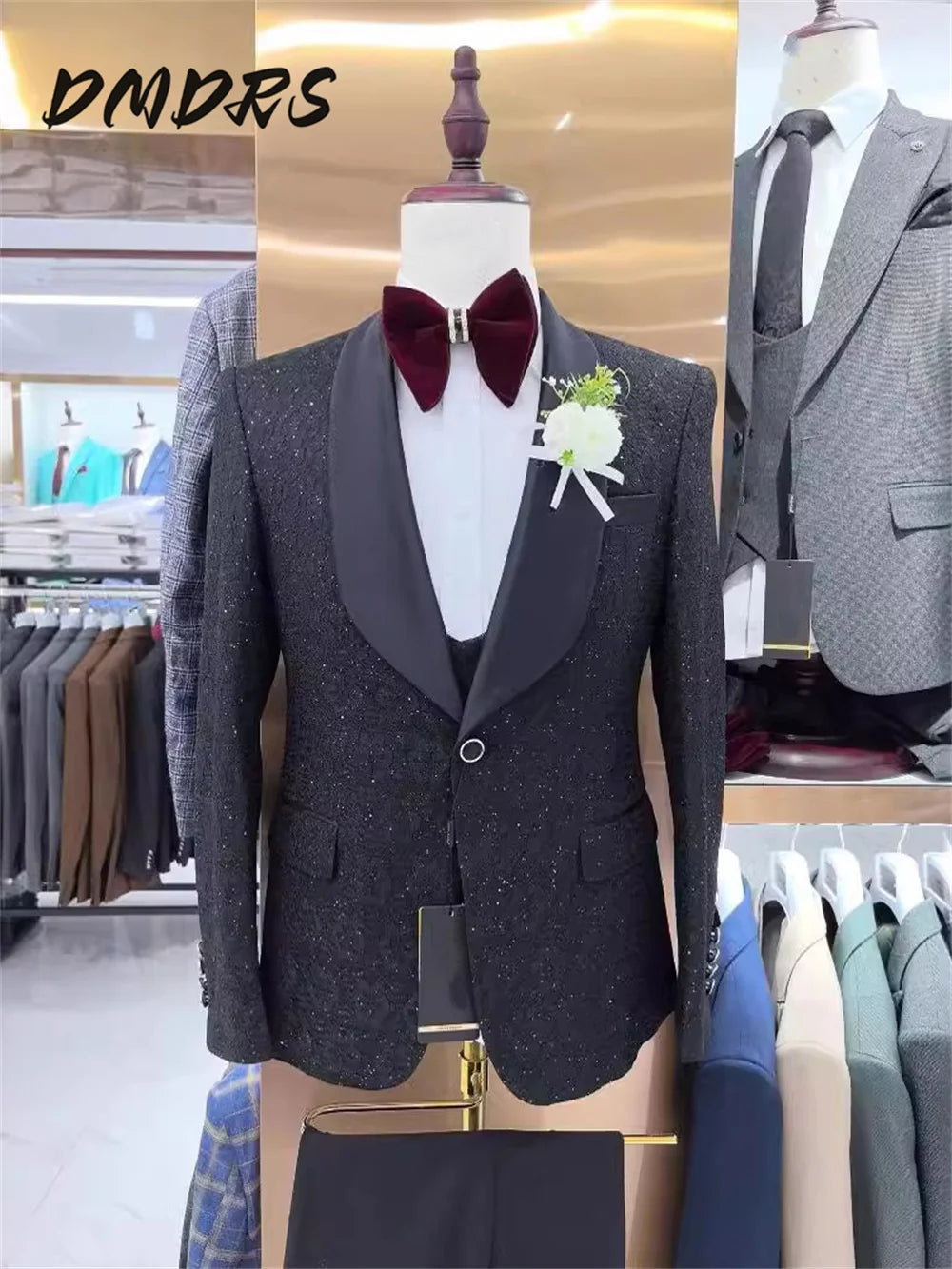 Classic solid color Men's Suit set For Wedding Dress Elegant Single Breasted Jacket Pants For Business Men Groomsmen vestidos