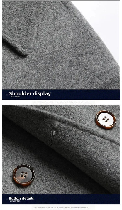 Top Quality Winter Wool Long Coats for Men Double-breasted Padded Cotton Woolen Long Coat Warm Business Mens Windbreaker Jacket