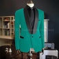Men Suits High Quality Black Velvet 3 Piece Jacket Pants Vest Elegant Blazer Luxury Outfits Wedding Evening Party Costume Homme