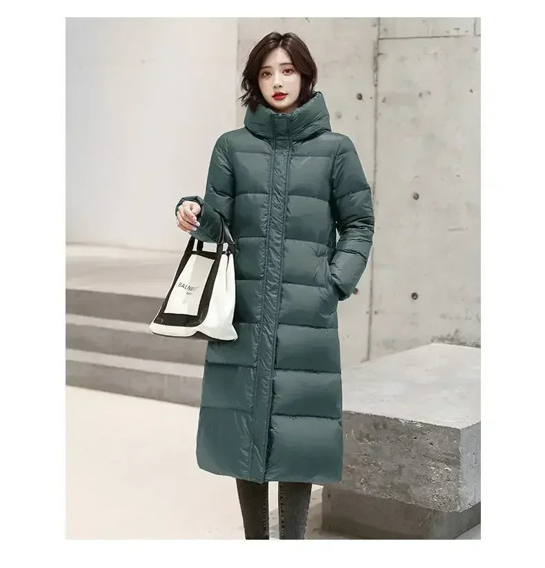 Thick Cotton Coats 2025 Winter Parka Black Jackets Women's Long Parkas Hooded Warm Winter Coats Female Black Overcoats
