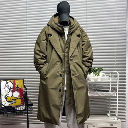 For Men's Autumn and Winter Vacation Two Mid-length Hooded Coats Overcoats Can Help You Overcome The Cool Mature Style Outerwear