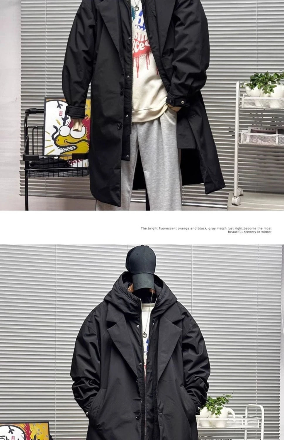 For Men's Autumn and Winter Vacation Two Mid-length Hooded Coats Overcoats Can Help You Overcome The Cool Mature Style Outerwear