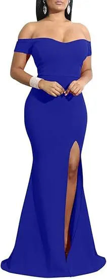 Evening Dresses Elegant Women's Off Shoulder High Split Long Formal Party Dress Evening Gown