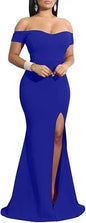 Evening Dresses Elegant Women's Off Shoulder High Split Long Formal Party Dress Evening Gown