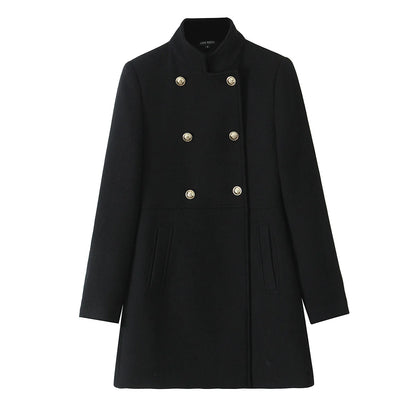 Woolen Coat Fall Fashion Black Long Coat Elegant And Pretty Women's Coats American Retro Autumn Outerwear Urban Coats