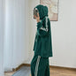 Muslim Suit Women Hoodie Top Wide Leg Pants 2 Piece Set Trousers Hooded sweatshirt Ensemble Sporty Stripe Outfits Tracksuit