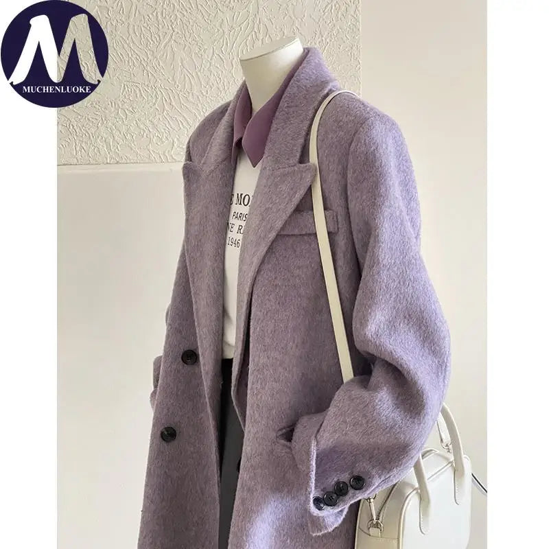 Coats for Woman Autumn Winter New Elegant Long Sleeves Short Woolen Jacke Korean Fashion Casual Loose Keep Warm Versatile Coats